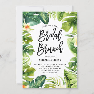 Convites Verde tropical e Plumeria Bridal Brunch