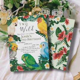Convites Verde Tropical Papagaios Exóticos Aniversário Selv