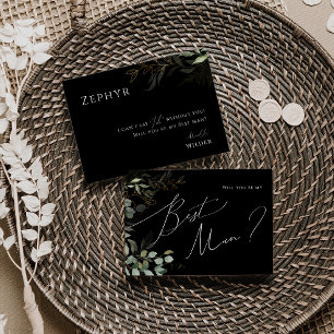 Convites Verde Whimsical Black and Dourado Best Man Card