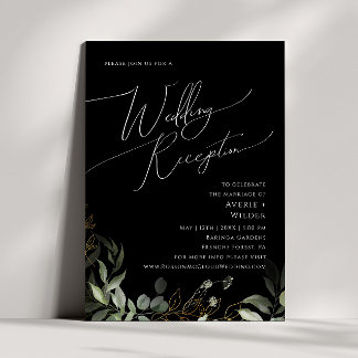 Convites Verde Whimsical Dourado | Recepção de casamento pr