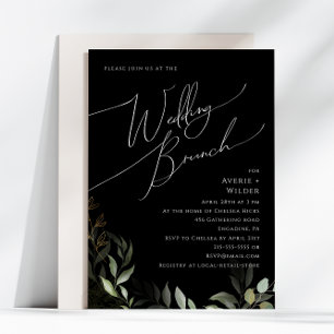 Convites Verde Whimsical e Dourado Black Wedch Brunch