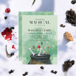 Convites Verdes e Feitiços Bruxas Cauldron Halloween