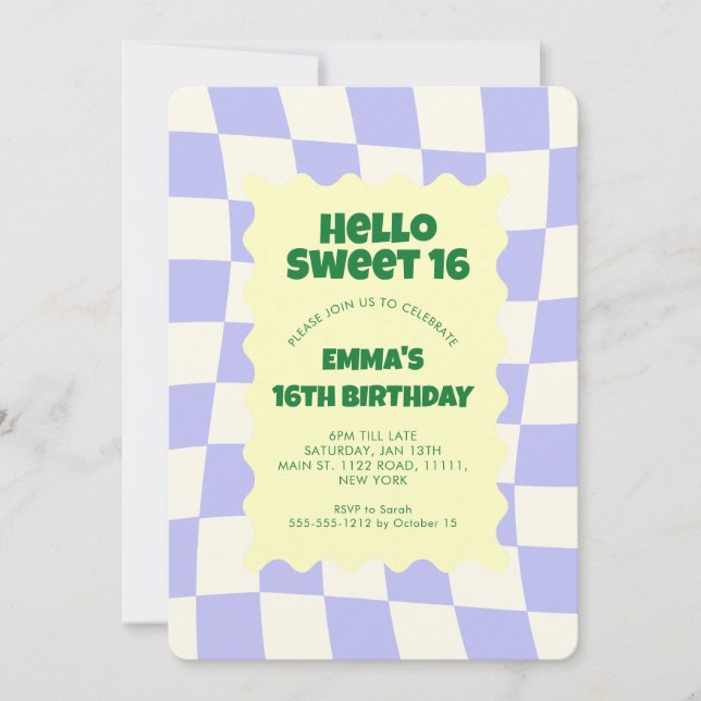Convites Verificador Roxo de Chuvas Suave 16Festa de aniver (Frente)