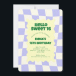 Convites Verificador Roxo de Chuvas Suave 16Festa de aniver<br><div class="desc">Festa de aniversário do Padrão do Verificador de Groovy Roxo</div>