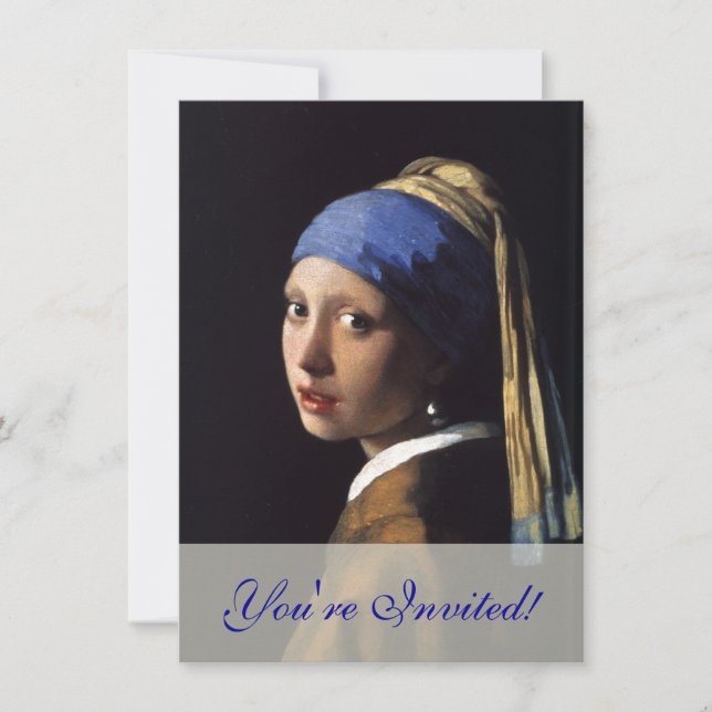Convites Vermeer Girl Pearl Enarrando pintura de arte (Frente)