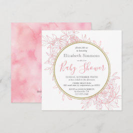 Convites Vermeho Rosa Peônia Toile Floral Moderno Chá de Be