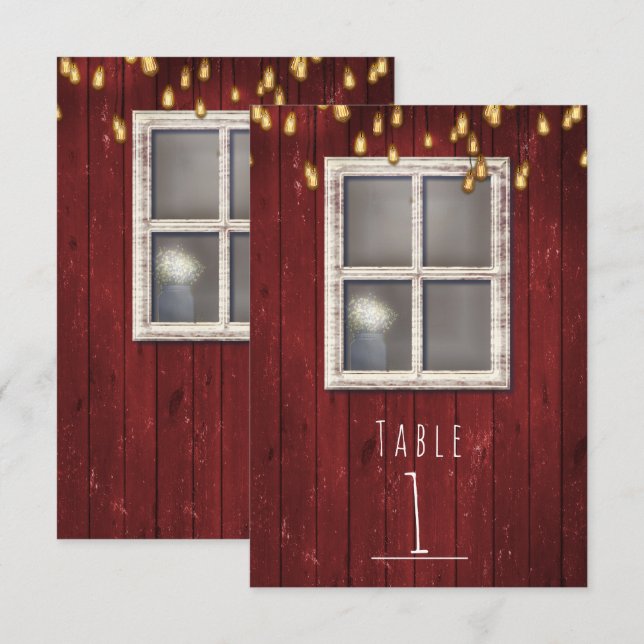 Convites Vermelhidão da janela e luzes Número da tabela rus (Frente/Verso)