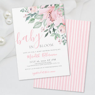 Convites Vermelhidão Rosa Floral Bebê em Flor Menina Chuvei