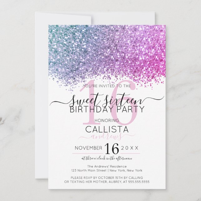Convites Vermelhidão Roxa Rosa Moderna Confetti Docinho 16 (Frente)
