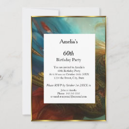 Convites Vermelho Abstrato de Festa de aniversário clássico