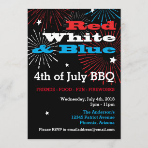 Convites Vermelho Branco e Azul 4 de julho