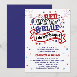 Convites Vermelho Branco e Azul eu faço churrasco Casal chá