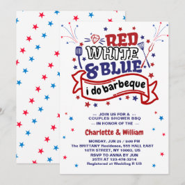 Convites Vermelho Branco e Azul eu faço Churrasco Casal Chu