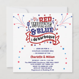Convites Vermelho Branco e Azul eu faço Churrasco Casal Chu