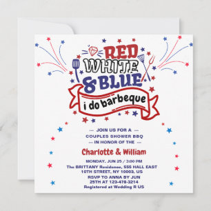 Convites Vermelho Branco e Azul eu faço Churrasco Casal Chu