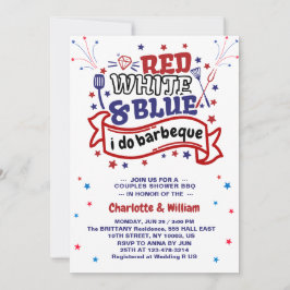 Convites Vermelho Branco e Azul eu faço churrasco Casal Chu