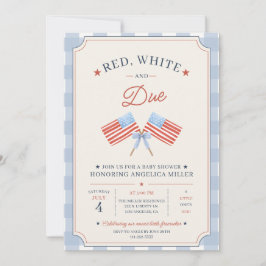 Convites Vermelho Branco e Devido Chuveiro de Bebê Patrióti