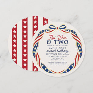 Convites Vermelho Branco e Dois Aniversário de 2 anos no 4 