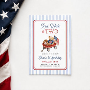 Convites Vermelho Branco e Dois Aniversário Patriótico de 2