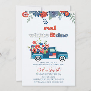 Convites Vermelho, branco e floral devido ao Baby Shower do