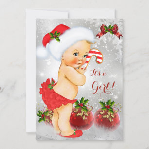 Convites Vermelho Branco Verde Natal Bebê Shower Menina Lou
