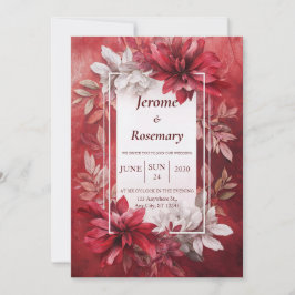 Convites Vermelho Carmesim Branco Opulento Casamento Floral