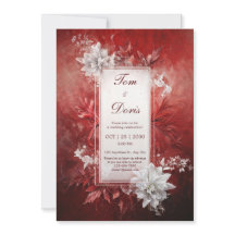 Vermelho Carmim Profundo Floral Branco Casamento d