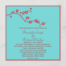 Convites Vermelho & casamento floral de turquesa
