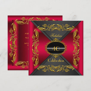 Convites Vermelho Cereja Elegante Dourado Preto Fabuloso An