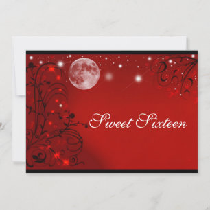 Convites Vermelho-claro-claro-claro-lua, elegante, 16