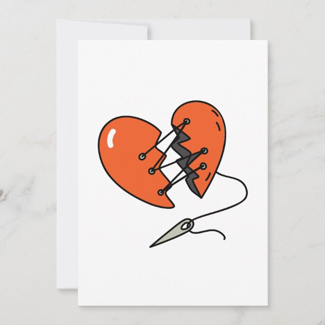 Convites Vermelho Coração Quebrado (Frente)