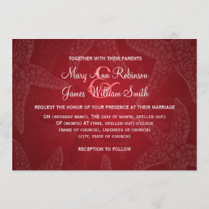 Convites Vermelho da estrela do mar do casamento de praia