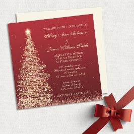 Convites Vermelho de Casamento de Natal Elegante