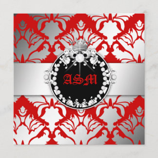 Convites vermelho de cereja do doce 16 da rainha do Shimmer