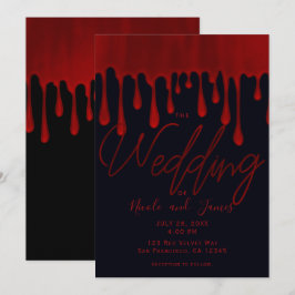 Convites Vermelho de Cetim Pingos de Sangue Escorrendo Casa