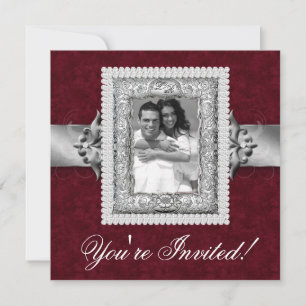 Convites Vermelho de Joias de Modelos de Fotos de Casamento