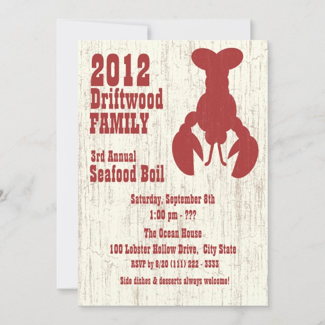 Convites Vermelho de lagosta marisca (Frente)