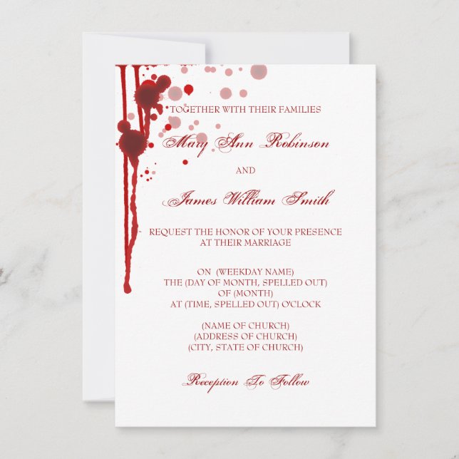 Convites Vermelho do sangue da falsificação do casamento do (Frente)