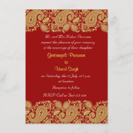 Convites Vermelho e casamento indiano do ouro