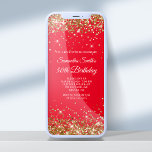 Convites Vermelho e Dourado Brilhante 50º aniversário<br><div class="desc">Um convite de 50 anos glamouroso para ela para impressão ou download digital. Brilhante de ouro brilhante com cintilação contra fundo vermelho vivo. Personalize a caligrafia e os estilos de fonte, cor e tamanho, conforme necessário, para criar seu próprio convite para sua glamourosa celebração de marco. Todos os elementos cintilantes...</div>