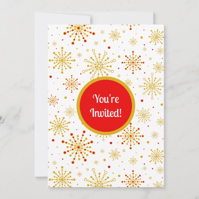 Convites Vermelho e Dourado Starburst do Médio Atômico Retr (Frente)