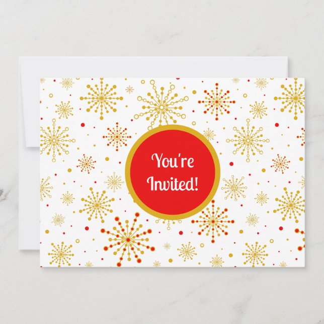 Convites Vermelho e Dourado Starburst do Médio Atômico Retr (Frente)