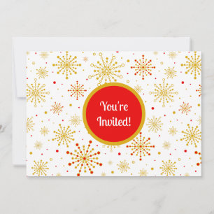 Convites Vermelho e Dourado Starburst do Médio Atômico Retr