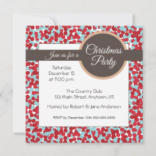 Convites Vermelho e festa de Natal das bolinhas do aqua