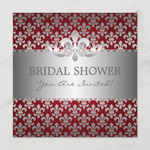 Convites Vermelho elegante da flor de lis do chá de panela