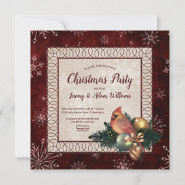 Convites Vermelho Escuro Elegante com Festa de Natal Cardea