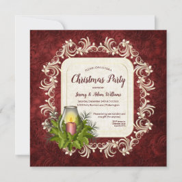 Convites Vermelho Escuro Elegante com Festa de Natal de Vel
