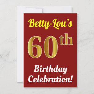 Convites Vermelho, Falso Dourado Celebração de 60 Anos + No