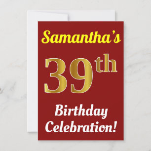 Convites Vermelho, Faux Celebração de 39 de aniversário 