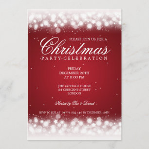 Convites Vermelho Magic Sparkle do Partido Elegante